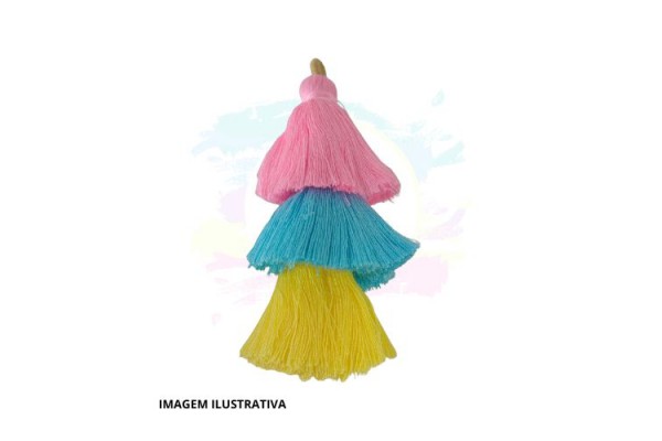 TASSEL TRICOLOR ROSA AZUL AMARELO