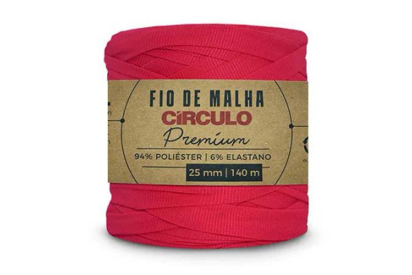 FIO DE MALHA CIRCULO PREMIUM 25MM ROSA VERMELHA