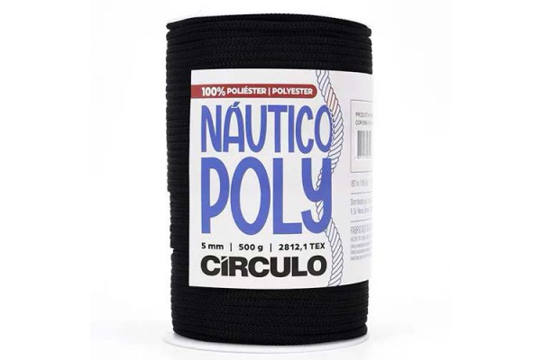 FIO NAUTICO POLY 5MM CIRCULO 500G PRETO