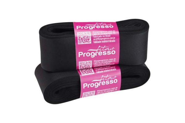 FITA DE CETIM PROGRESSO 38MM COM 10MTS PRETO