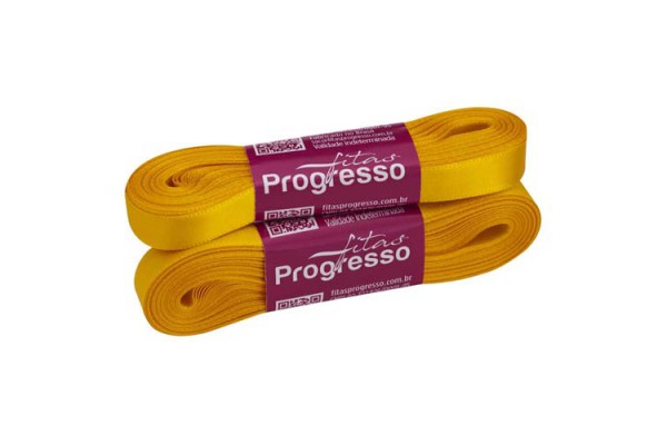 FITA DE CETIM PROGRESSO 10MM COM 10MTS AMARELO OURO