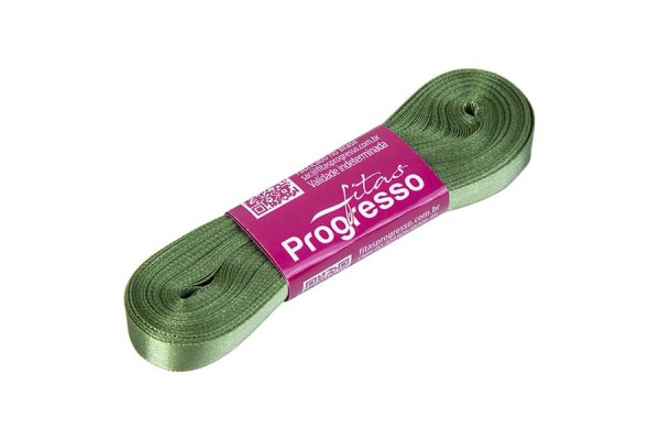 FITA DE CETIM PROGRESSO 7MM COM 10MTS VERDE MILITAR