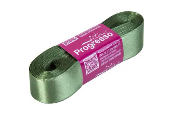 FITA DE CETIM PROGRESSO 22MM COM 10MT VERDE MILITAR