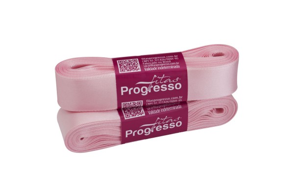 FITA DE CETIM PROGRESSO 22MM COM 10MTS ROSA BEBE