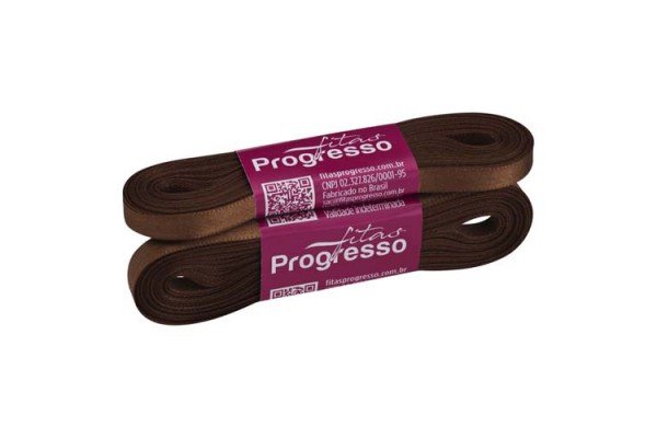 FITA DE CETIM PROGRESSO 7MM COM 10MTS MARROM