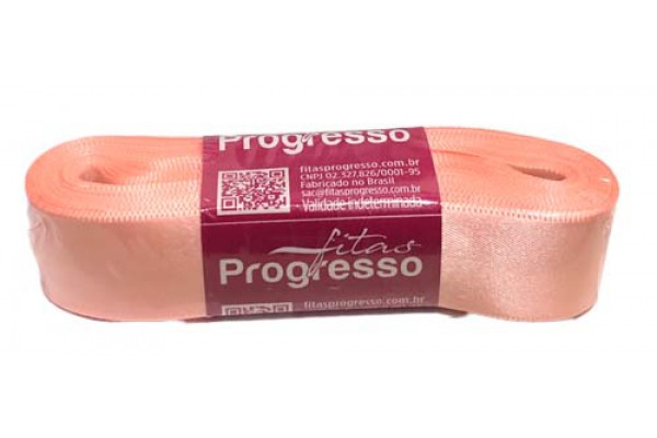 FITA DE CETIM PROGRESSO 22MM COM 10MTS SALMON