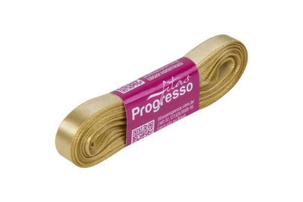 FITA DE CETIM PROGRESSO 10MM COM 10MTS DOURADO