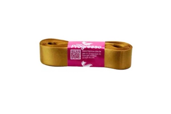 FITA DE CETIM PROGRESSO 22MM COM 10MT DOURADO