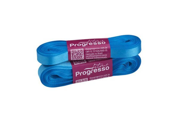 FITA DE CETIM PROGRESSO 10MM COM 10MTS AZUL MEDIO