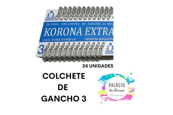 COLCHETE DE GANCHO COM MOLA KORONA COM 24 UNIDADES