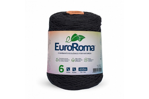 BARBANTE EUROROMA COLORIDO 4/6 600G 610M PRETO