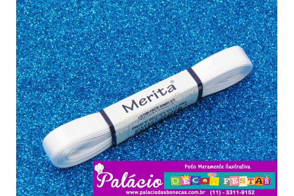 FITA DE CETIM MERITA 9.5MM COM 10 METROS BRANCO