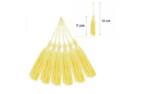 PINGENTE DE TASSEL 7CM COM 10 PECAS NYBC AMARELO BEBE