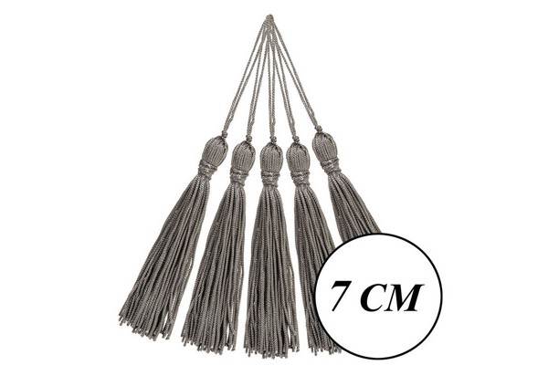 PINGENTE TASSEL DE SEDA 7CM COM 2 UNIDADES NYBC CINZA ESCURO