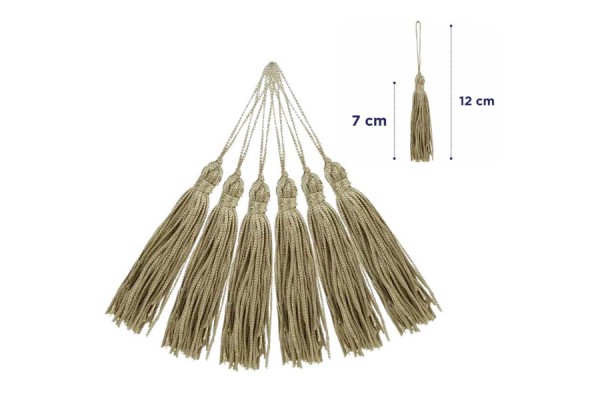 PINGENTE TASSEL DE SEDA 7CM COM 10 UNIDADES NYBC CAQUI