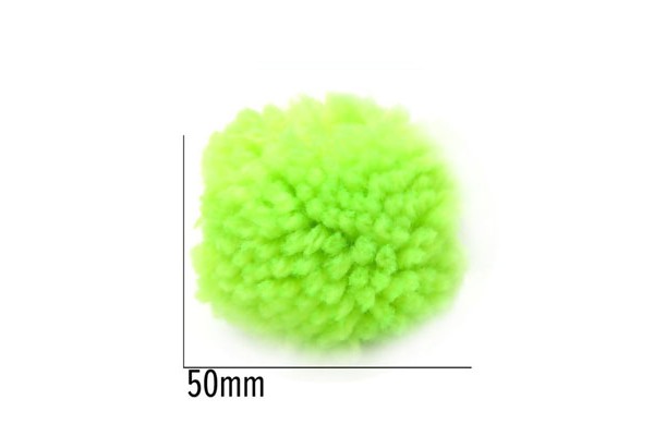 POMPOM DE LA 50MM VERDE CITRICO COM 5 UNIDADES