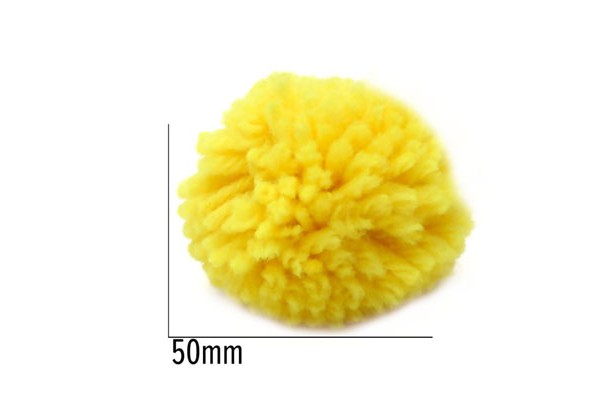 POMPOM DE LA 50MM AMARELO COM 5 UNIDADES