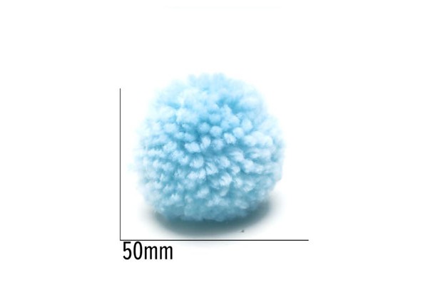 POMPOM DE LA 50MM AZUL CELESTE COM 5 UNIDADES