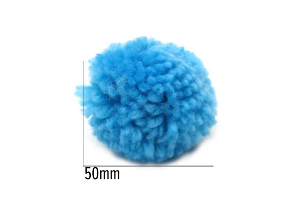 POMPOM DE LA 50MM AZUL COM 5 UNIDADES