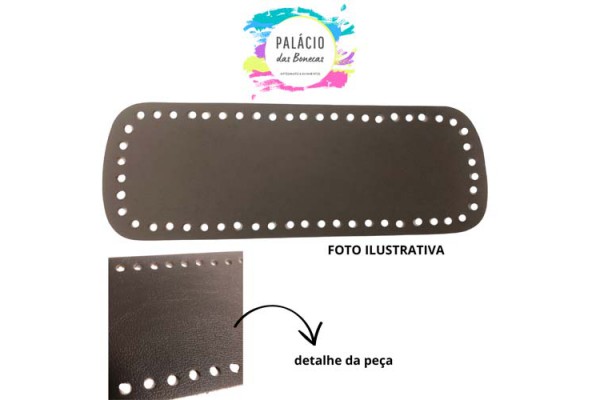 FUNDO PARA BOLSA CROCHE COURO SINTETICO G CAFE COM 54 FUROS