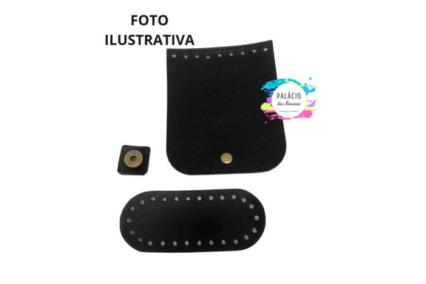 KIT PARA BOLSA MINI COM ABA E FUNDO OURO VELHO PRETO