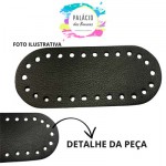 FUNDO PARA BOLSA CROCHE OVAL MINI PRETO COM 26 FUROS