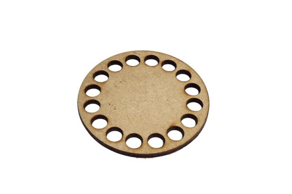 PLACA REDONDA PARA CROCHE 6CM COM 16 FUROS MDF