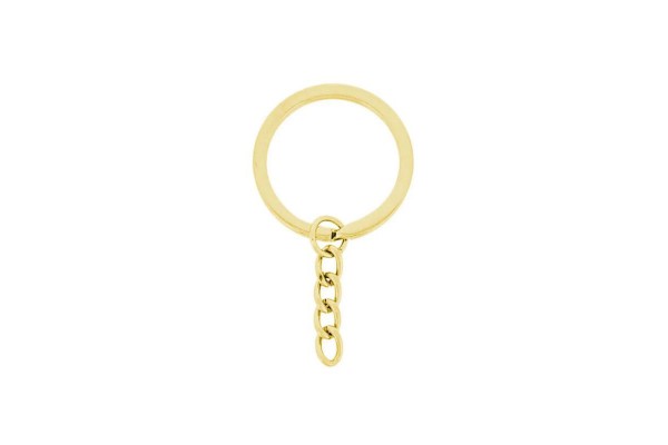 ARGOLA CHAVEIRO DOURADO COM CORRENTE 25MM COM 25 PECAS